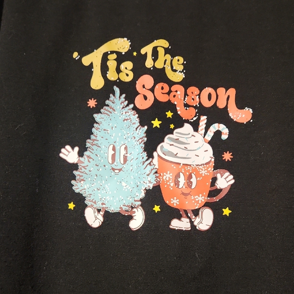 Black Tis The Season Sweatshirt With Red Flared Ribbed Pants Matching Set